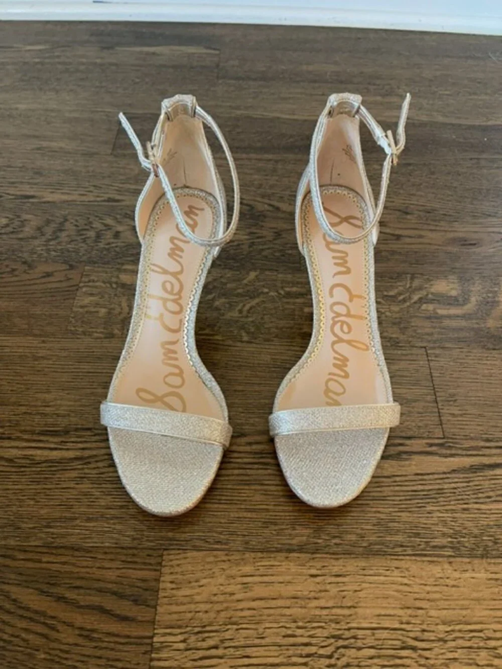 Sam Edelman Patti Patello Gold Mesh Ankle Strap Heeled Sandals - 8.5 NIB